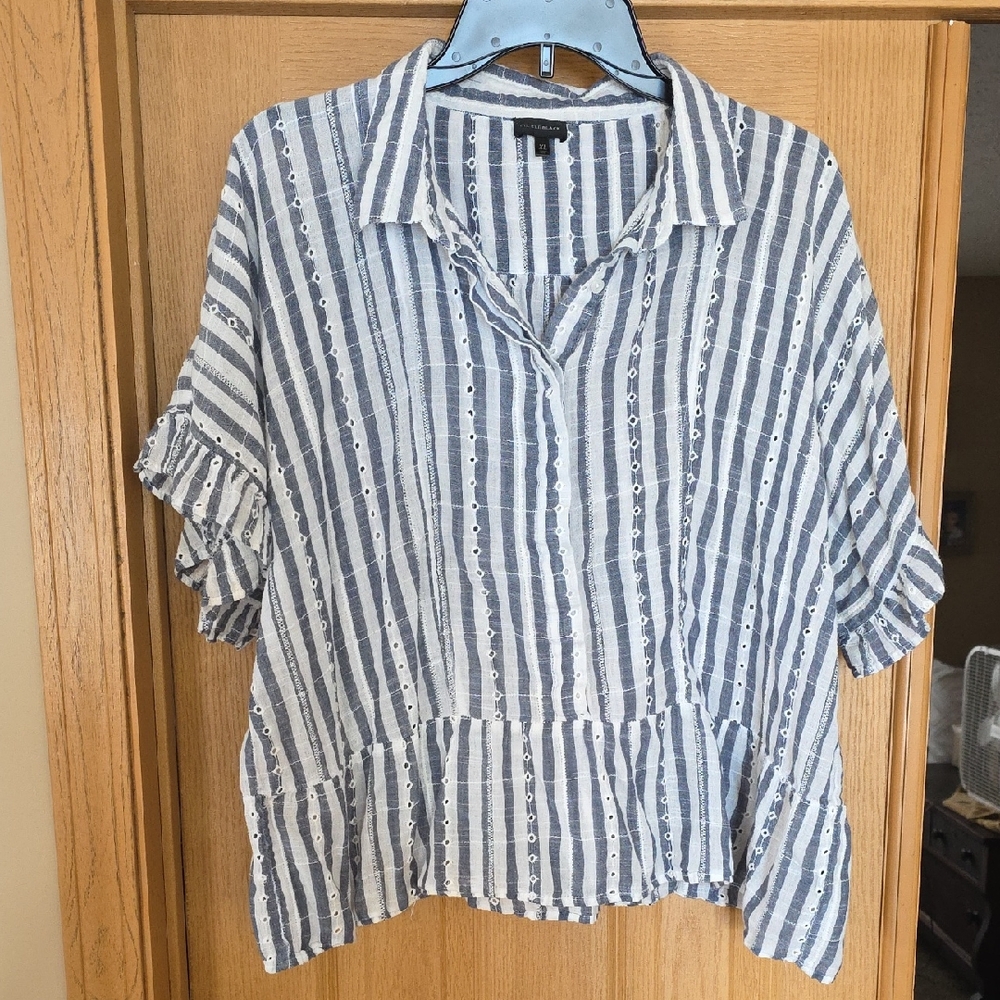 Buckle Blue and White Striped Blouse